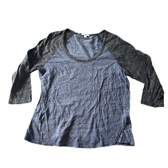 James Perse Tops - James Perse Womens Blue Grey 3/4 Sleeve Baseball Tee Size XL